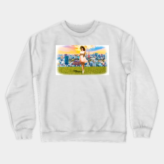 Kasumi in Tokyo Crewneck Sweatshirt by James-Cr